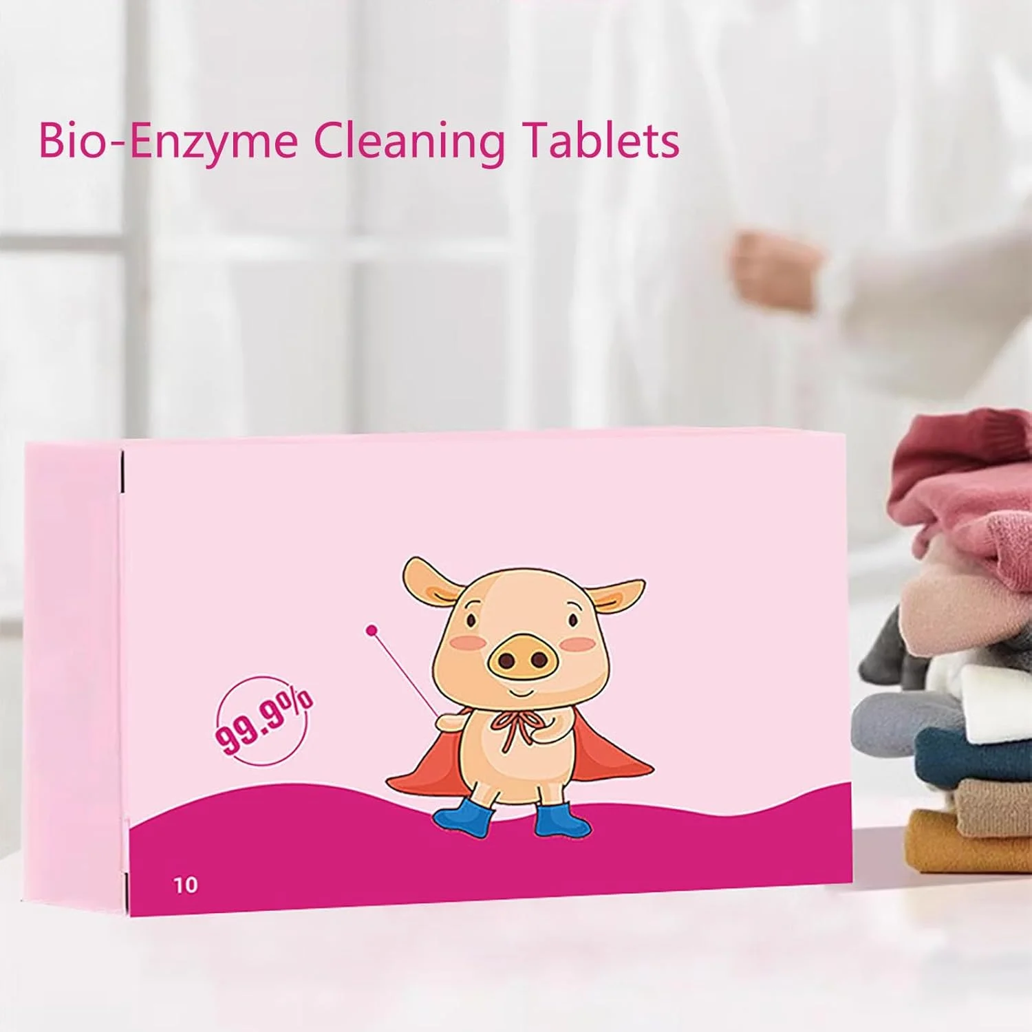 قرص های پاک کننده چند منظوره بیو آنزیم، نمک انفجاری بیو آنزیم، قرص های جوشان چند منظوره بیو آنزیم، برای روبالشتی، پرده، کفش، انواع لباس (1 جعبه)