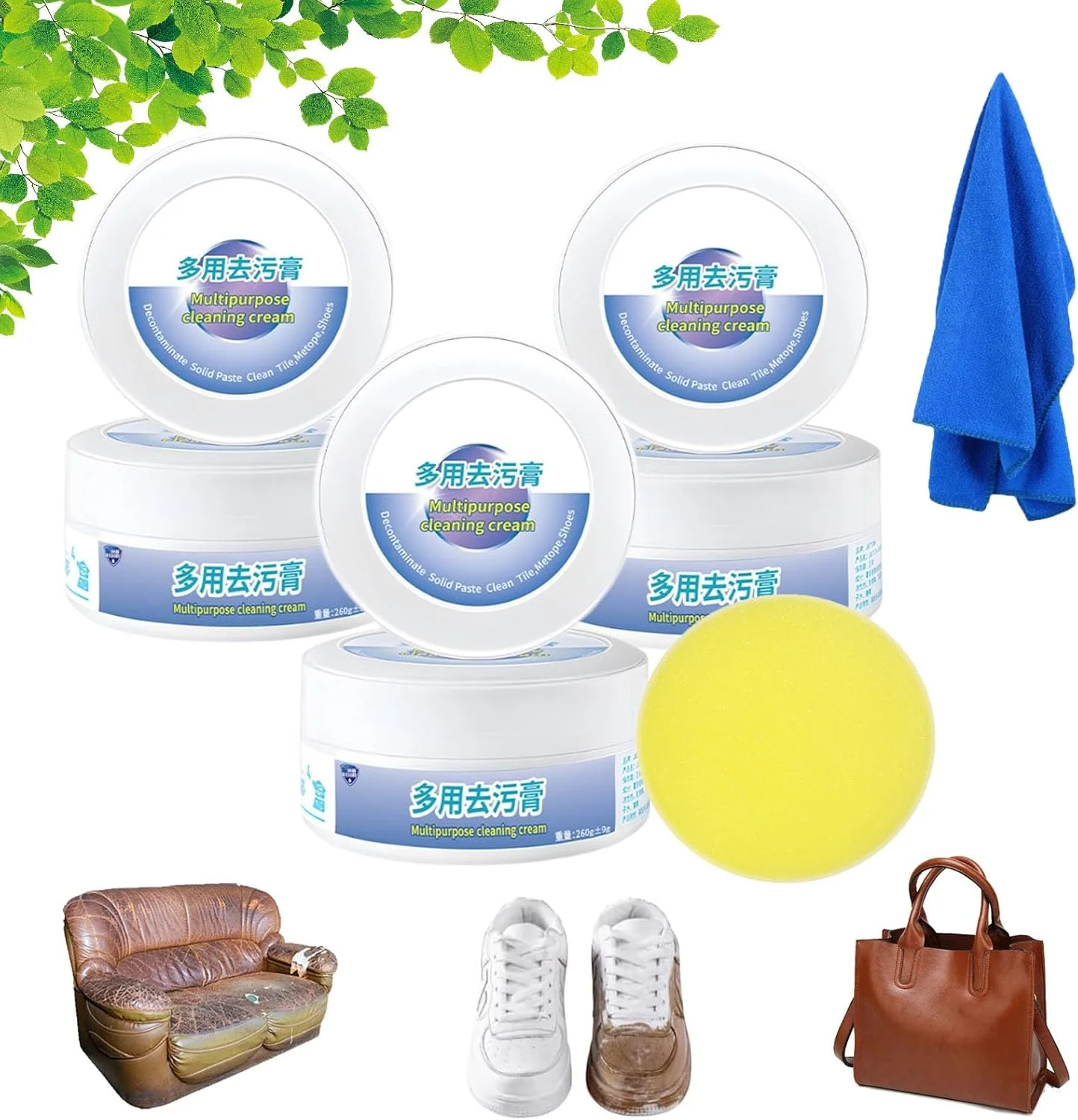 کرم پاک کننده چند منظوره Warn Code، پاک کننده کفش Warncode، کرم پاک کننده و لکه بر چند منظوره Warncode، کرم تمیز کننده کفش سفید با اسفنج، لکه بر مولکولی کوچک M-Bimr (*3)