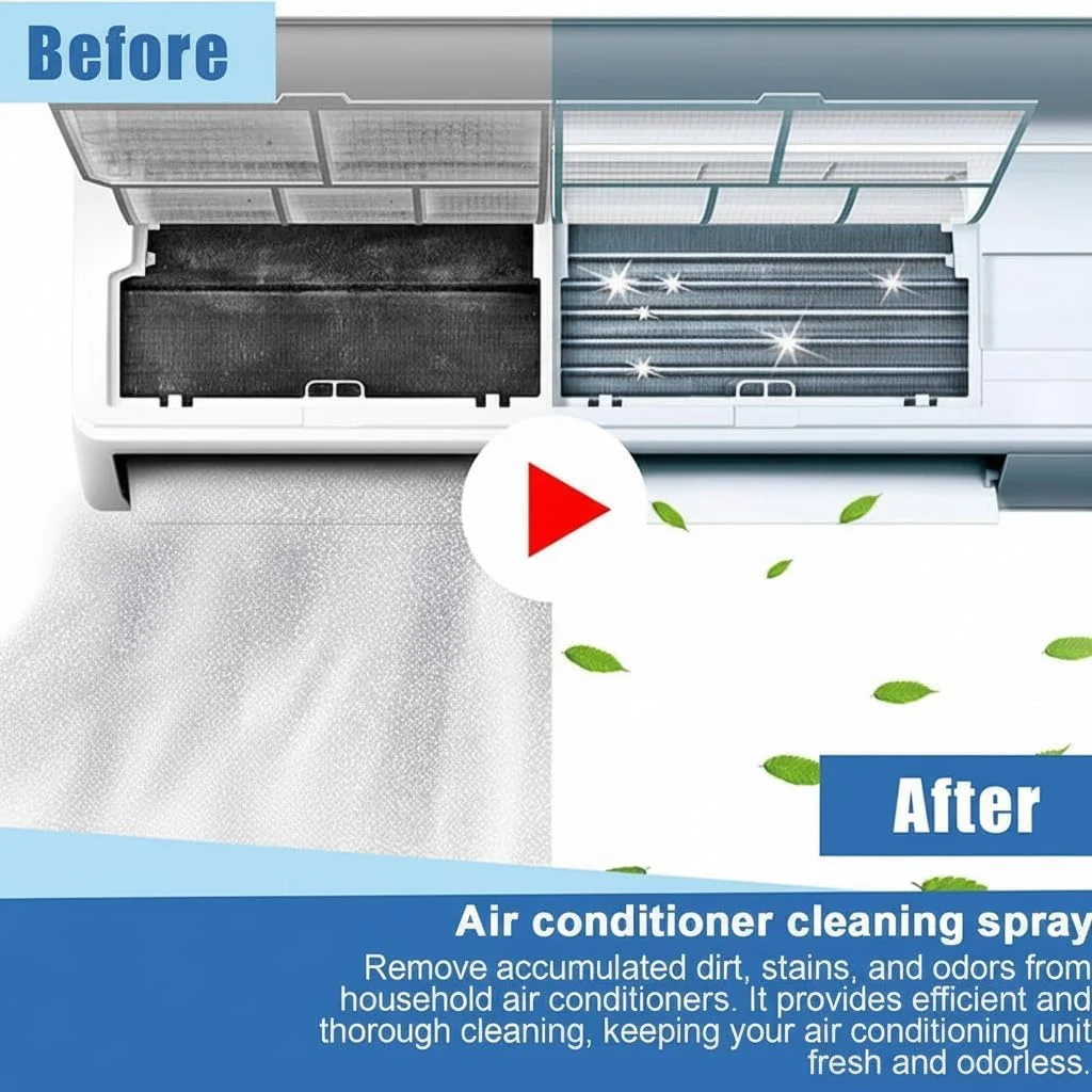 اسپری فوم تمیز کننده کویل کولر گازی بدون نیاز به آبکشی NALACAL، 120 میلی لیتر، تمیز کننده AC فوم دار برای واحدها، اواپراتور و کندانسور، نگهداری بدون شستشو برای دریچه AC، واحد AC
