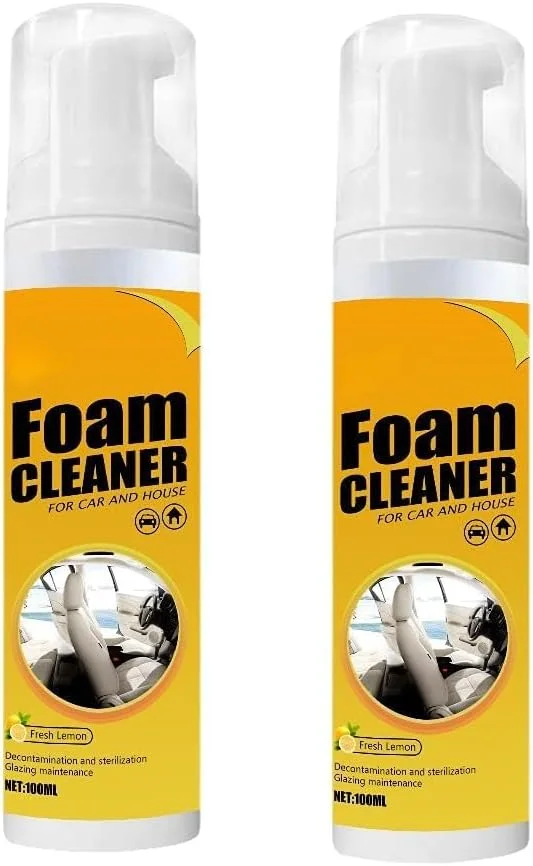 اسپری فوم پاک کننده چند منظوره با رایحه لیمو، مناسب برای خودرو و منزل، پاک کننده همه کاره خانگی برای خودرو و آشپزخانه (100 میلی لیتر) - 2 عدد
