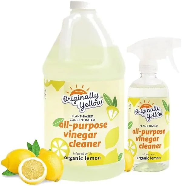 سرکه تمیز کننده چند منظوره اورجینالی یلو با رایحه لیمو، بطری 1.89 لیتری + اسپری سرکه مقطر چند منظوره اورجینالی یلو با رایحه لیمو مناسب اتاق نشیمن، 470 میلی لیتر