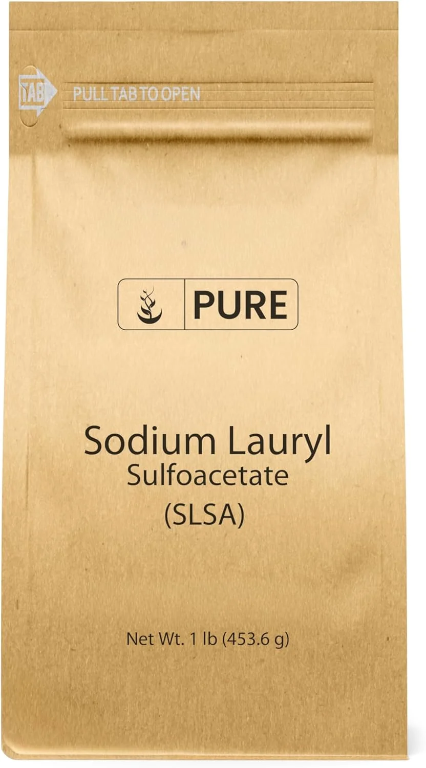 سدیم لوریل سولفو استات (SLSA) از مواد اولیه خالص (450 گرم) بسته بندی سازگار با محیط زیست، افزودنی ایده آل برای بمب حمام، ملایم برای پوست، سورفکتانت و کف کننده