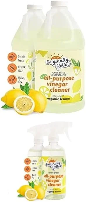 سرکه تمیز کننده چند منظوره اورجینالی یلو 1.89 لیتر + اسپری سرکه مقطر چند منظوره اورجینالی یلو مناسب اتاق نشیمن، 470 میلی لیتر (بسته 2 عددی) - لیمو