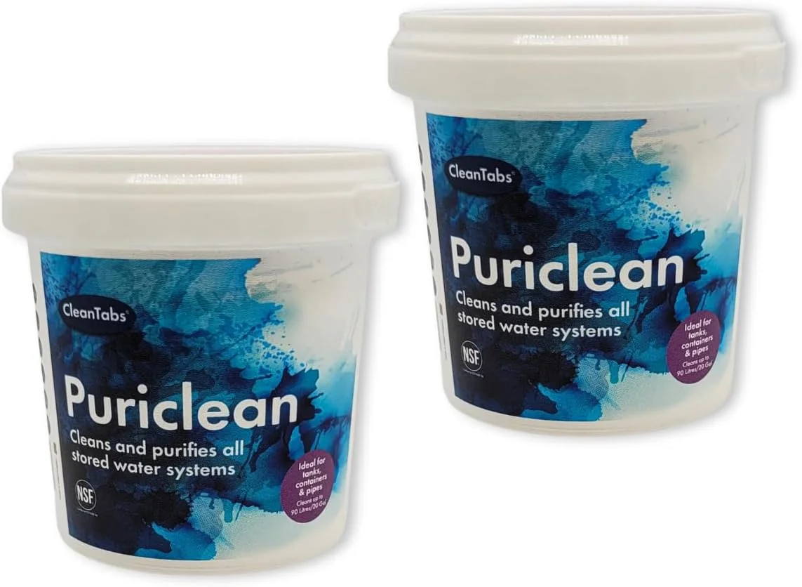 2 عدد Puriclean 100 گرمی، سیستم تصفیه و پاک کننده مخزن آب (بسته دوتایی)