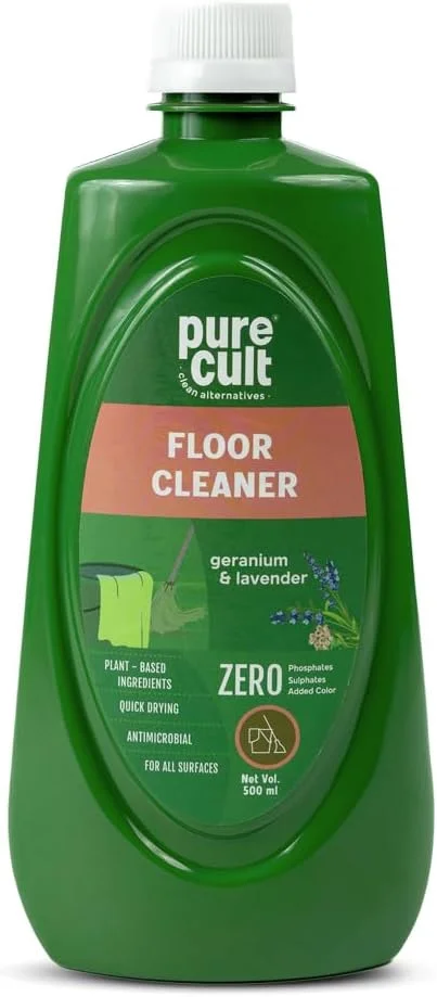 مایع تمیز کننده کف PureCult | تمیز کننده و براق کننده | ایمن برای سنگ مرمر، کاشی، گرانیت و کف چوبی | رایحه لوکس و ماندگار | ایمن برای کودکان و حیوانات خانگی | روغن ضروری شمعدانی و اسطوخودوس | 500 میلی لیتر