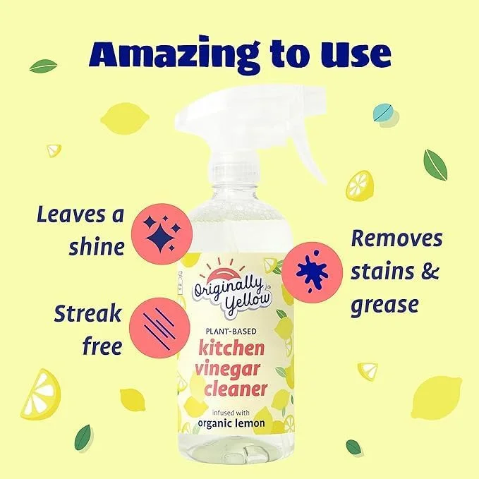 سرکه تمیز کننده چند منظوره اورجینالی یلو 1.89 لیتر + اسپری سرکه مقطر چند منظوره اورجینالی یلو مناسب اتاق نشیمن، 470 میلی لیتر (بسته 2 عددی) - لیمو