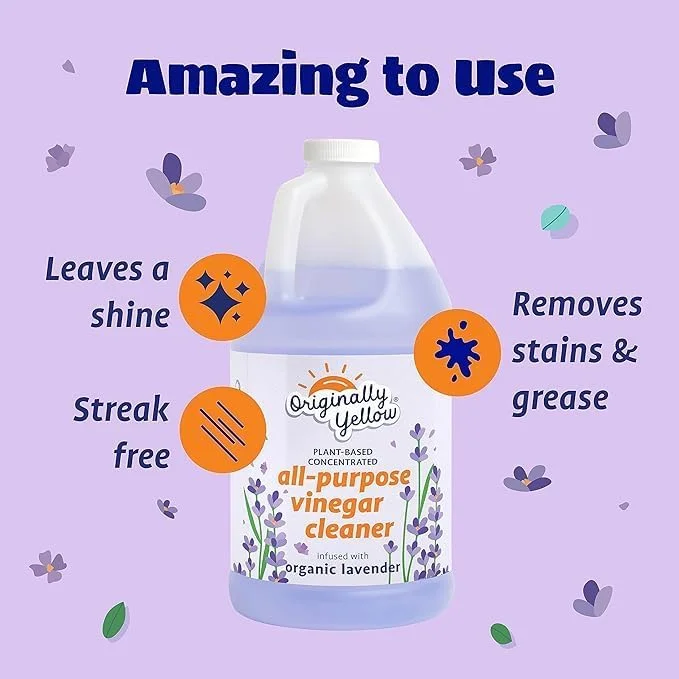 سرکه تمیز کننده چند منظوره زرد اورجینال 1.89 لیتری (2 عددی) + اسپری سرکه مقطر چند منظوره زرد مخصوص اتاق نشیمن، 470 میلی لیتر (2 عددی)