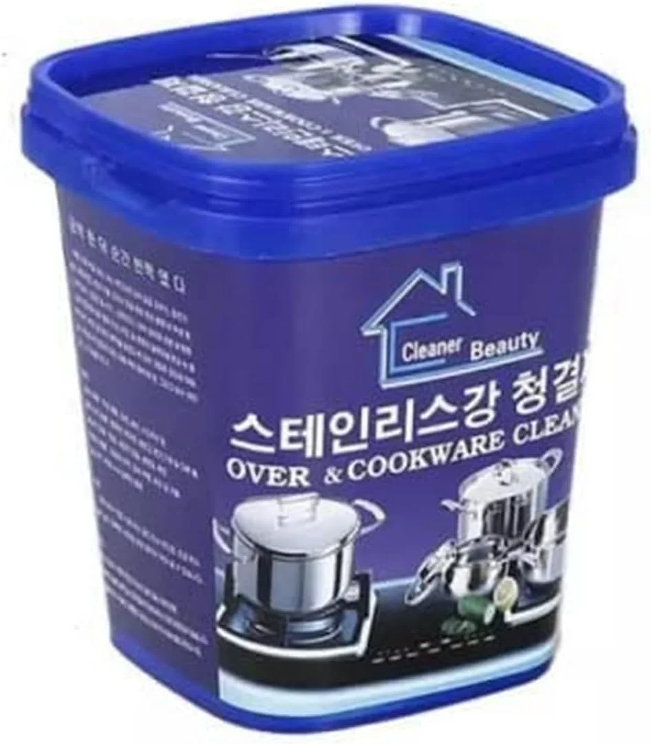 پاک کننده چند منظوره اجاق گاز و ظروف آشپزی PUNZONE، خمیر تمیز کننده استیل ضد زنگ، از بین برنده لکه ها از قابلمه و تابه، پاک کننده و پاک کننده گاز، پودر پاک کننده آشپزخانه (500 گرم)