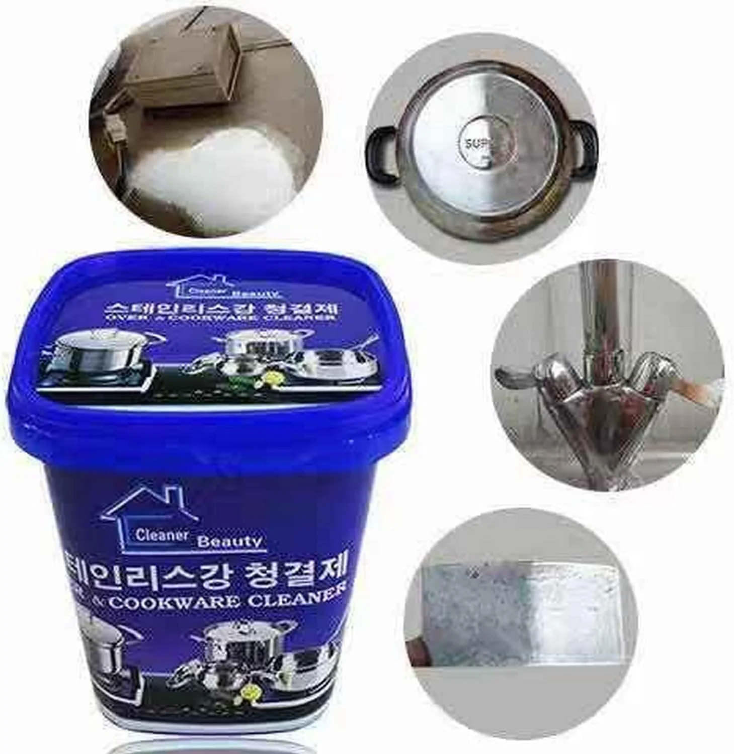 پاک کننده چند منظوره اجاق گاز و ظروف آشپزی PUNZONE، خمیر تمیز کننده استیل ضد زنگ، از بین برنده لکه ها از قابلمه و تابه، پاک کننده و پاک کننده گاز، پودر پاک کننده آشپزخانه (500 گرم)