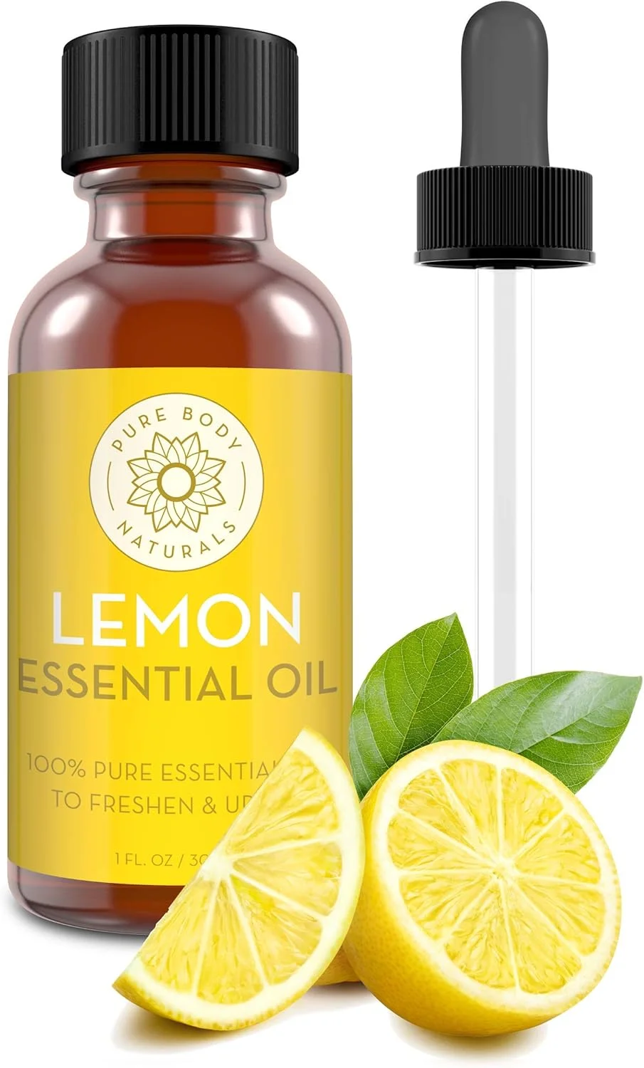 روغن اسانس لیمو Pure Body Naturals، روغن لیمو 100% خالص و تست شده برای خوشبو کننده، ضدعفونی کننده لباس، پاک کننده خانگی و چربی زدا (30 میلی لیتر)
