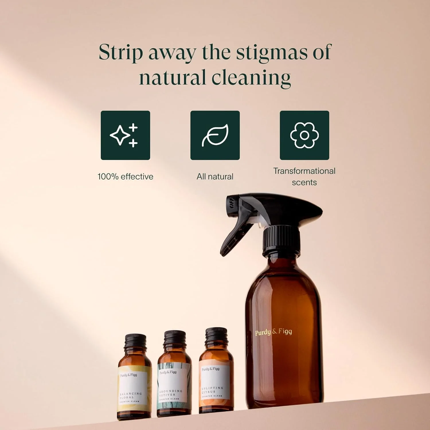 Purdy & Figg | کیت استارتر تمیز کننده سطوح | تمیز کننده چند منظوره روغن های ضروری ارگانیک غیر سمی ملایم و کاملا طبیعی | مرکبات گلدار وتیور | مناسب برای سطوح آشپزخانه و منزل