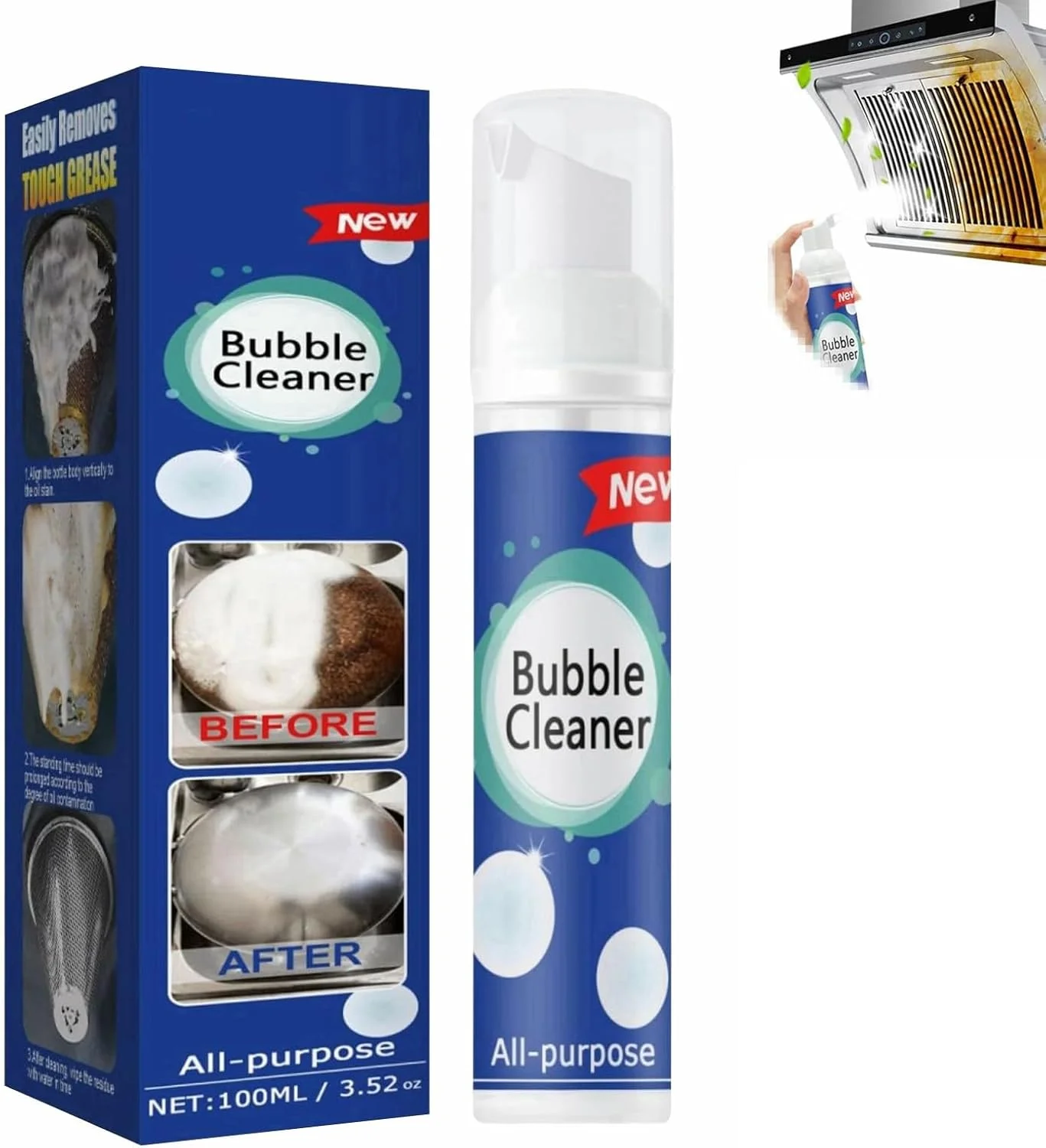 تمیز کننده حباب دار آشپزخانه چند منظوره، تمیز کننده فوم دار لکه های روغن سنگین، تمیز کننده حبابی، تمیز کننده فوم همه منظوره، تمیز کننده فوم چند منظوره، اسپری تمیز کننده حباب دار آشپزخانه، 100 میلی لیتر