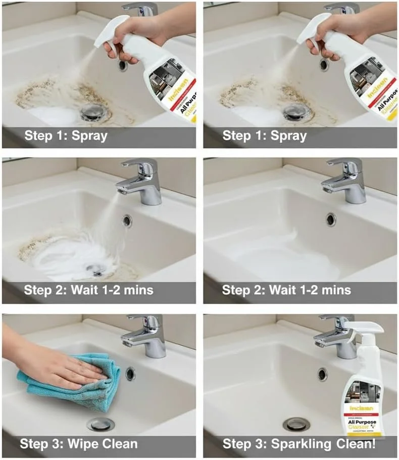 مایع تمیز کننده چند منظوره، عملکرد ضد باکتریایی، اسپری تمیز کننده چند منظوره Incleen، 750 میلی لیتر، بسته 2 عددی مایع تمیز کننده چند منظوره، عملکرد ضد باکتریایی، اسپری تمیز کننده چند منظوره Incleen، 750 میلی لیتر، بسته 2 عددی