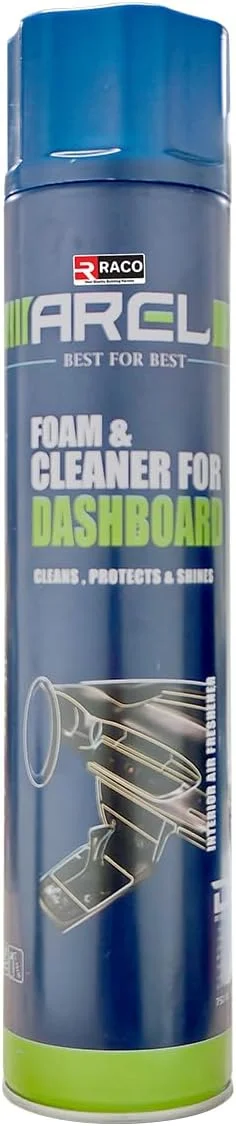 اسپری فوم تمیز کننده داشبورد خودرو RACO Arel | تمیز کننده عمیق و احیا کننده درخشش - محافظت در برابر گرد و غبار، آلودگی و آسیب اشعه ماوراء بنفش | فرمول خشک شدن سریع و بدون باقی مانده برای اتومبیل، کامیون و موتورسیکلت، 750 میلی لیتر