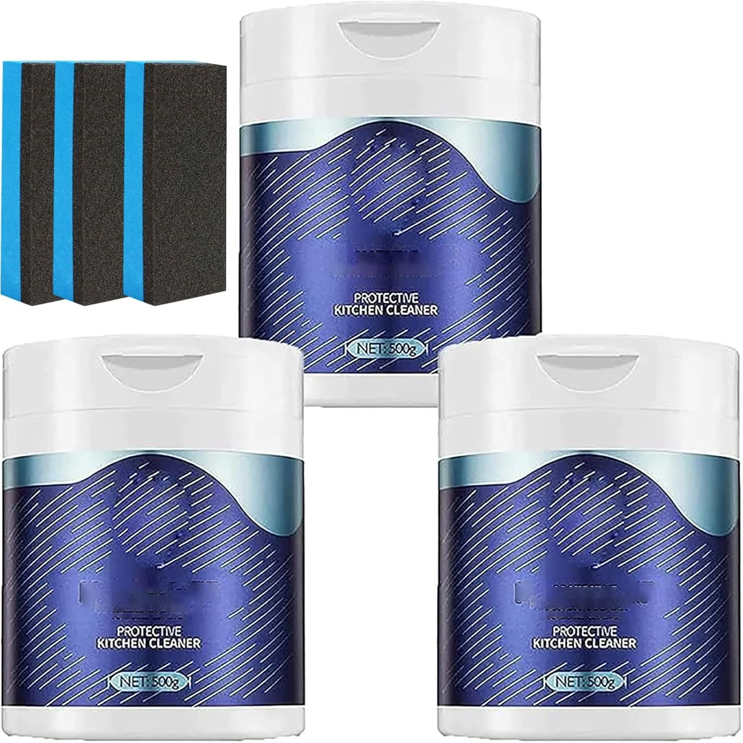 پاک کننده محافظ آشپزخانه، پودر چربی زدای قوی لکه های روغن، پودر تمیز کننده جادویی همه منظوره برای آلودگی روغن و حذف زنگ زدگی، فرمول فوم قدرتمند (3 عدد)