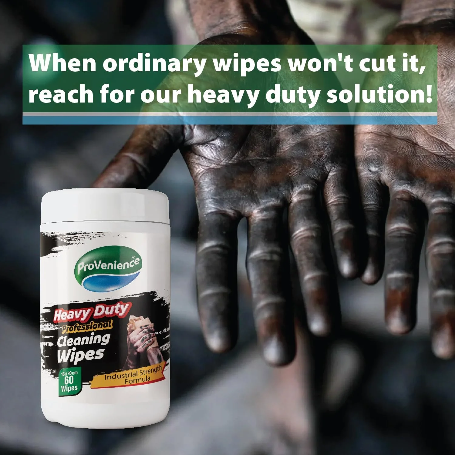 دستمال مرطوب صنعتی سنگین Provenience® XL | 120 عدد | 2 بسته 60 عددی دوتایی | گرید حرفه ای | موثر در برابر روغن، گریس، گل و لای، روان کننده ها، سوخت، کثیفی | ملایم برای پوست
