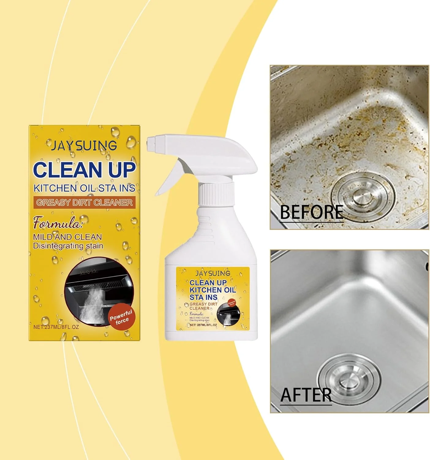 اسپری پاک کننده چند منظوره، از بین برنده لکه ها، پاک کننده آشپزخانه و حمام، اسپری پاک کننده چربی زدای چند منظوره قوی، از بین برنده چربی، کثیفی و لکه ها از مایکروویو، اجاق گاز و روی اجاق گاز