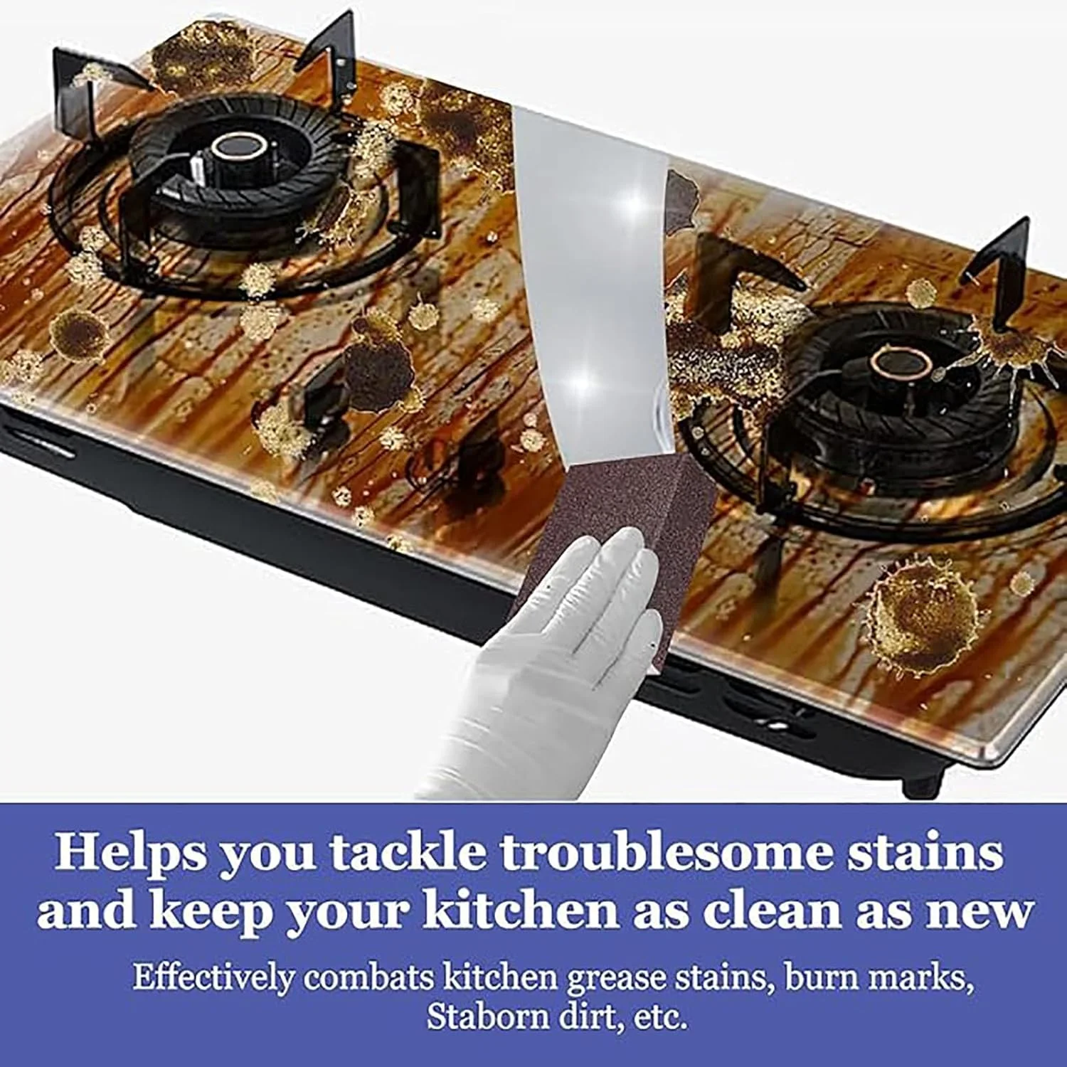 پودر پاک کننده محافظ آشپزخانه، پاک کننده پودری لکه های روغن سنگین، پاک کننده چربی زدای جادویی، پودر تمیز کننده آلودگی روغن آشپزخانه، پودر پاک کننده چند منظوره و قوی فوم زنگ زدا