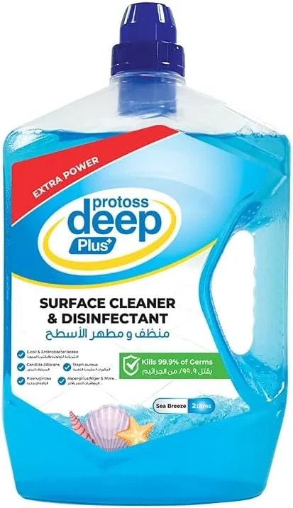 محلول پاک کننده و ضدعفونی کننده سطوح پروتوس دیپ پلاس، رایحه نسیم دریا، 2 لیتر