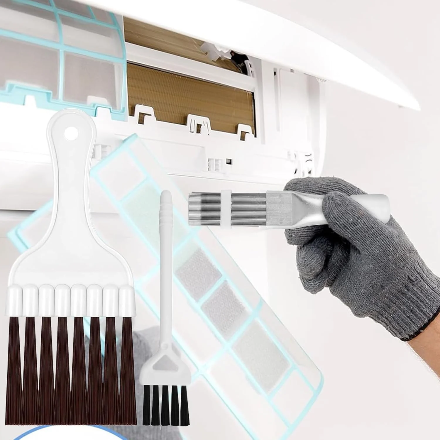شانه رادیاتور، تمیز کننده کویل کولر گازی - ابزار تمیز کردن رادیاتور برای خودرو، RV، پنجره، یخچال، دریچه کانال و لوازم تهویه مطبوع، تعمیر و نگهداری کویل AC