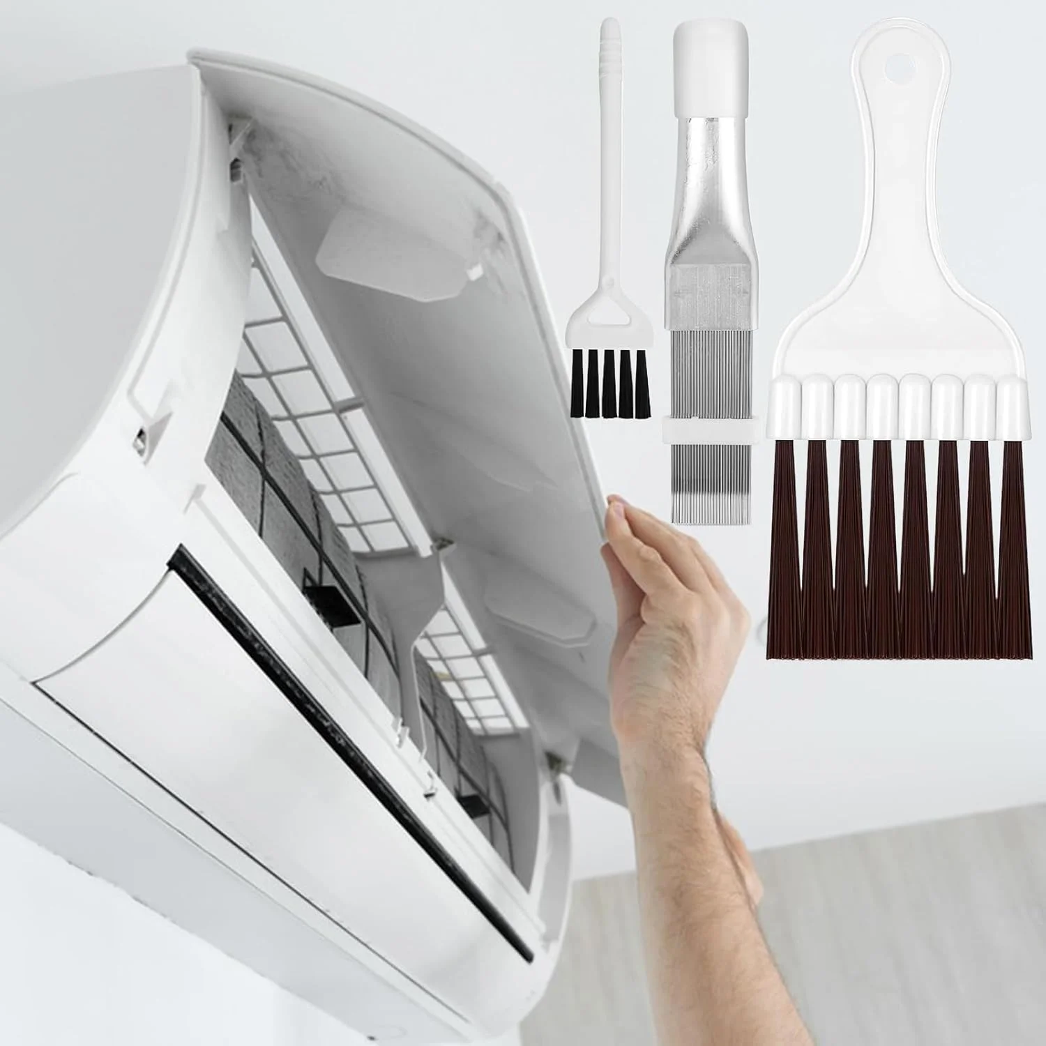 شانه رادیاتور، برس تمیز کننده کویل یخچال | ابزار تمیز کننده رادیاتور برای خودرو، RV، پنجره، یخچال، دریچه های کانال، لوازم تهویه مطبوع، تعمیر و نگهداری کویل AC