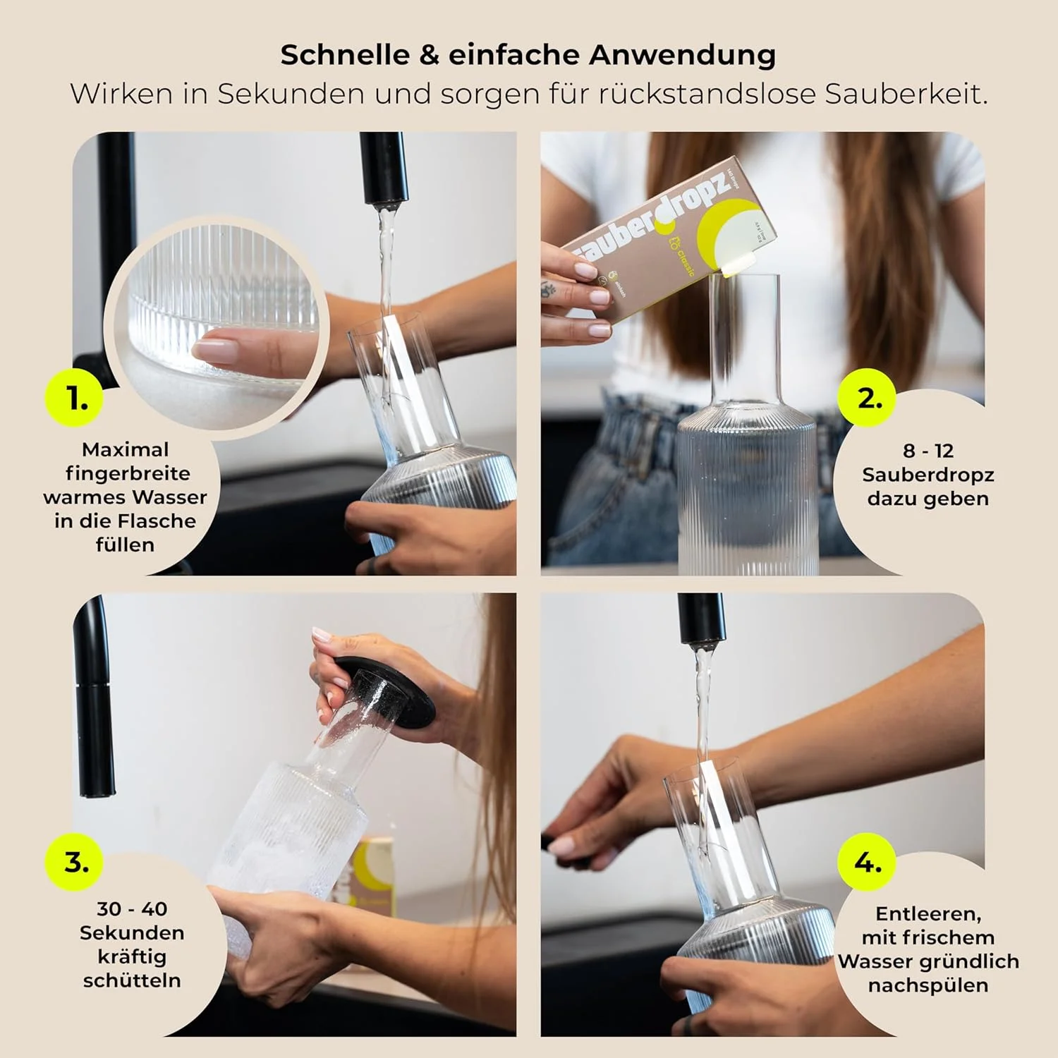 قرص های تمیز کننده کلاسیک Sauberdropz برای همه مواد - تمیز کننده چند منظوره برای هر نوع ظرف