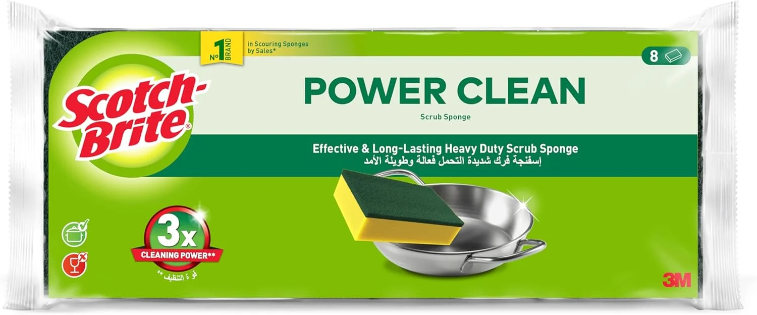 اسکاچ-برایت اسفنج سیمی تخت کلاسیک مقاوم، 8 عدد در بسته | اسفنج آشپزخانه | اسفنج ظرفشویی | سیم ظرفشویی | تمیزکاری عمومی | ایمن برای مواد غذایی | ضد زنگ | آشپزخانه، گاراژ، فضای باز