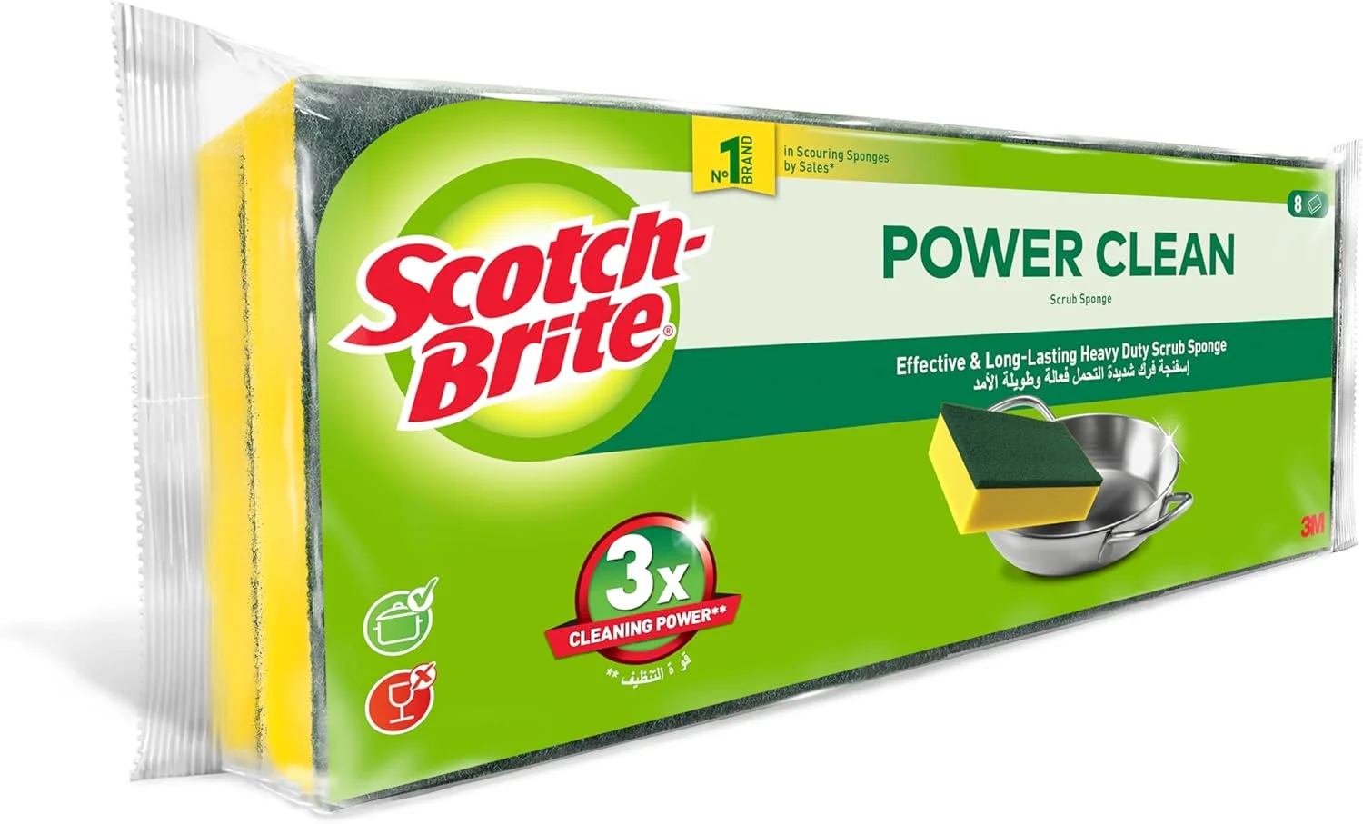 اسکاچ-برایت اسفنج سیمی تخت کلاسیک مقاوم، 8 عدد در بسته | اسفنج آشپزخانه | اسفنج ظرفشویی | سیم ظرفشویی | تمیزکاری عمومی | ایمن برای مواد غذایی | ضد زنگ | آشپزخانه، گاراژ، فضای باز