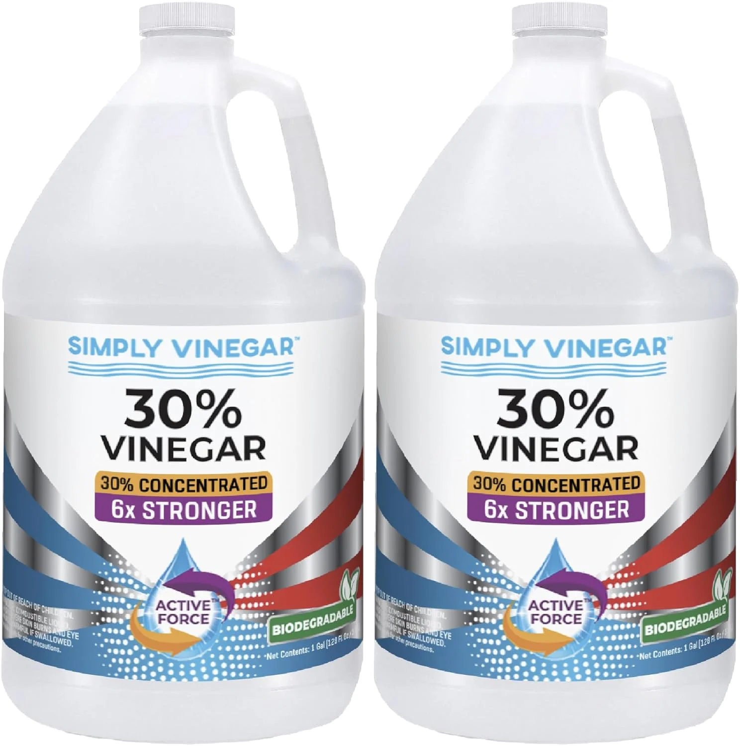 سرکه 30% Simply Vinegar – سرکه فعال و غلیظ خالص برای تمیزکاری، خانه و باغ، 3785 میلی لیتر (2 عدد)