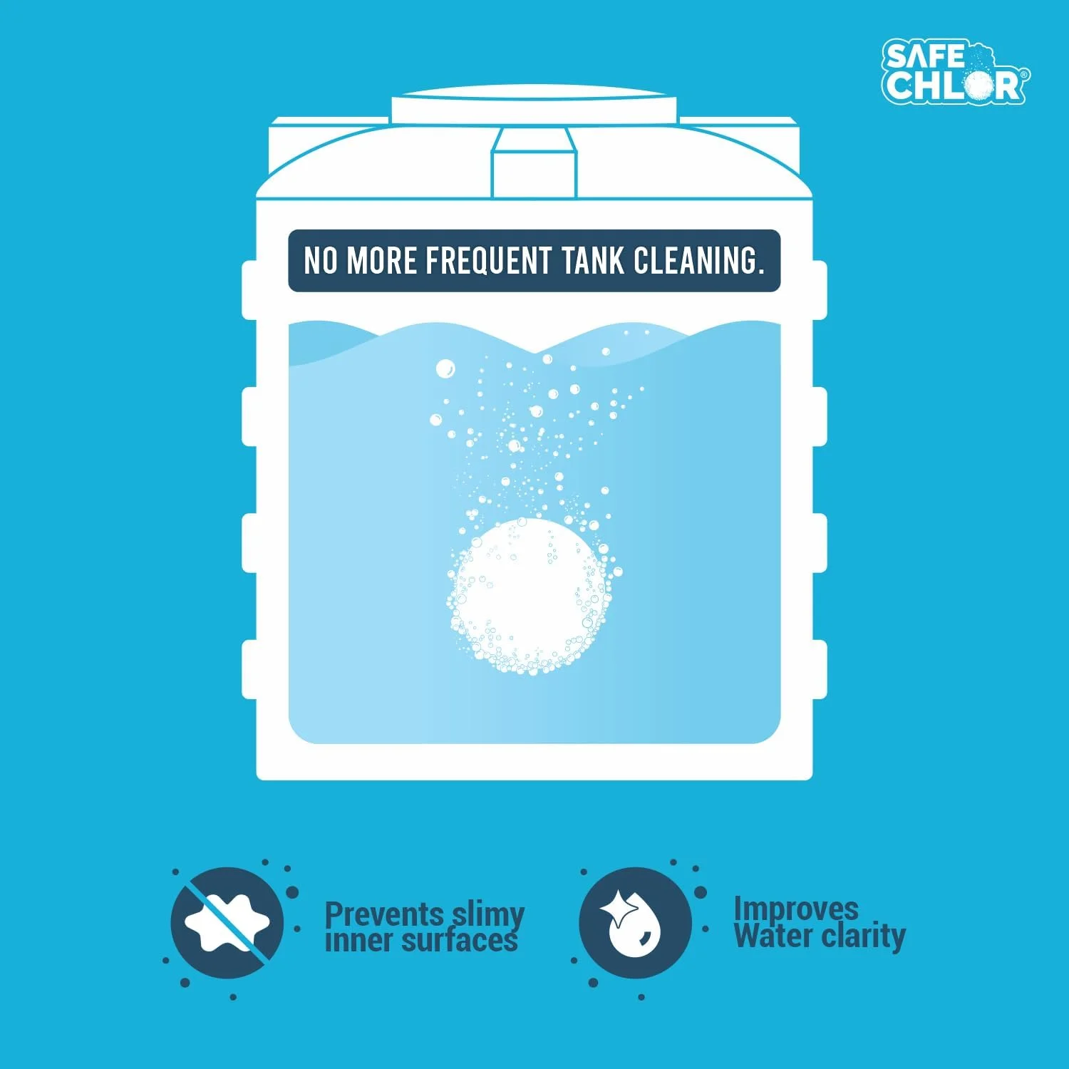 قرص سیف کلر 1500 | قرص کلر برای مخزن آب 1500 لیتری | قرص های تصفیه آب برای مخازن آب هوایی و زیرزمینی | کلر پایدار | بسته اقتصادی 25 عددی برای مجموع 37500 لیتر