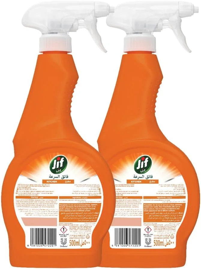 اسپری پاک کننده فوق سریع JIF، برای آشپزخانه، حذف 100% چربی های سخت، 500 میلی لیتر x 2