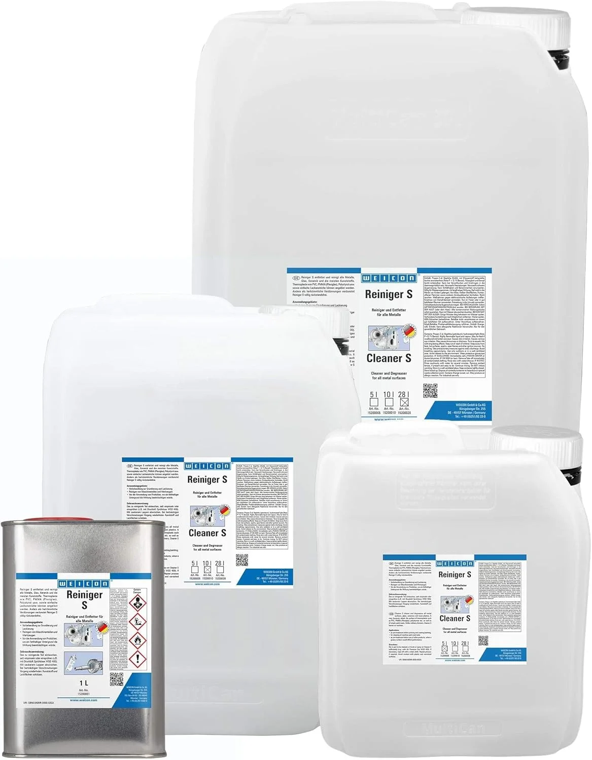تمیز کننده WEICON مدل S | حجم 1 لیتر | چربی زدا برای فلز، شیشه، سرامیک و پلاستیک
