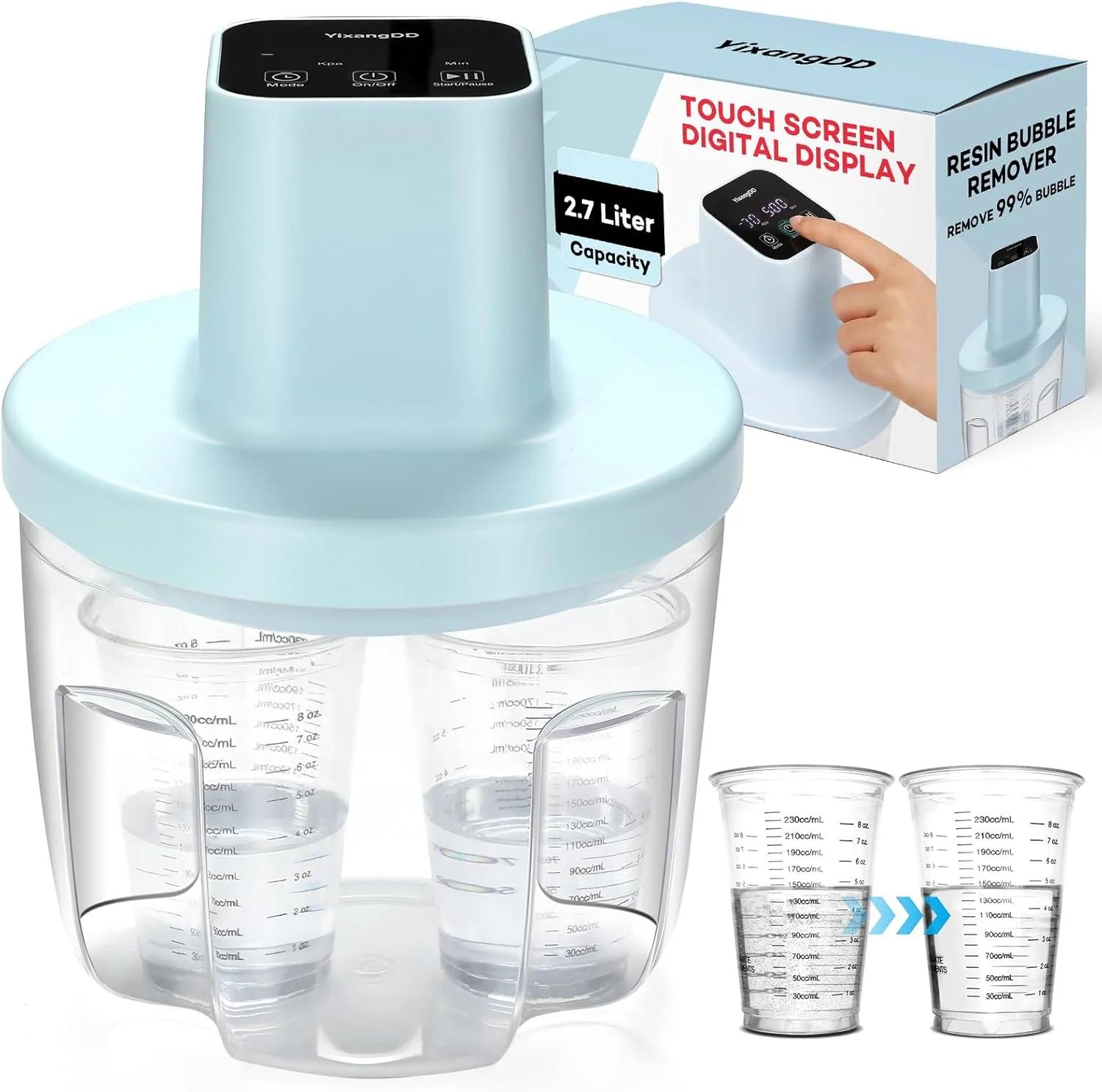 حباب گیر رزین YixangDD، حذف سریع 99% حباب های هوا در 5-10 دقیقه، محفظه گاز زدایی خلاء 96kPa، دستگاه حباب گیر رزین برای آثار هنری رزین اپوکسی، صنایع دستی (در انتظار ثبت اختراع)