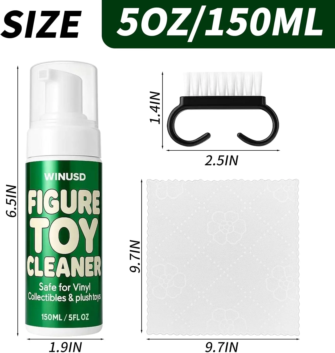مایع تمیز کننده ملایم اسباب بازی WINUSD با پمپ دقیق - استفاده آسان، 150 میلی لیتر