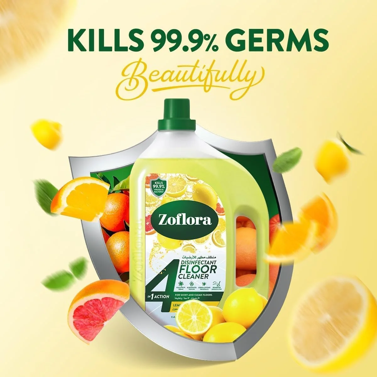 مایع ضدعفونی کننده چند منظوره کف شوی زفلورا - لیمو زینگ - 3 لیتر x 2 | ضد باکتری | تمیز کننده همه سطوح | تمیز کننده منزل، آشپزخانه و حمام | از بین برنده بو | رایحه 24 ساعته