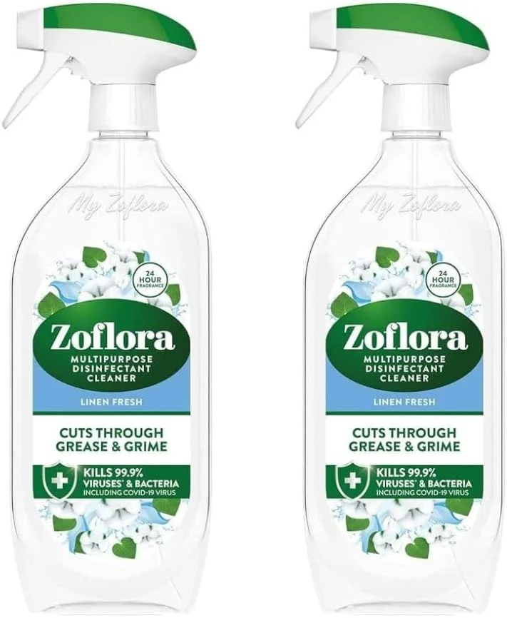 محلول ضدعفونی کننده چند منظوره Zoflora با رایحه ملایم کتان، 800 میلی لیتر + محلول ضدعفونی کننده چند منظوره Zoflora با رایحه ملایم کتان، 800 میلی لیتر