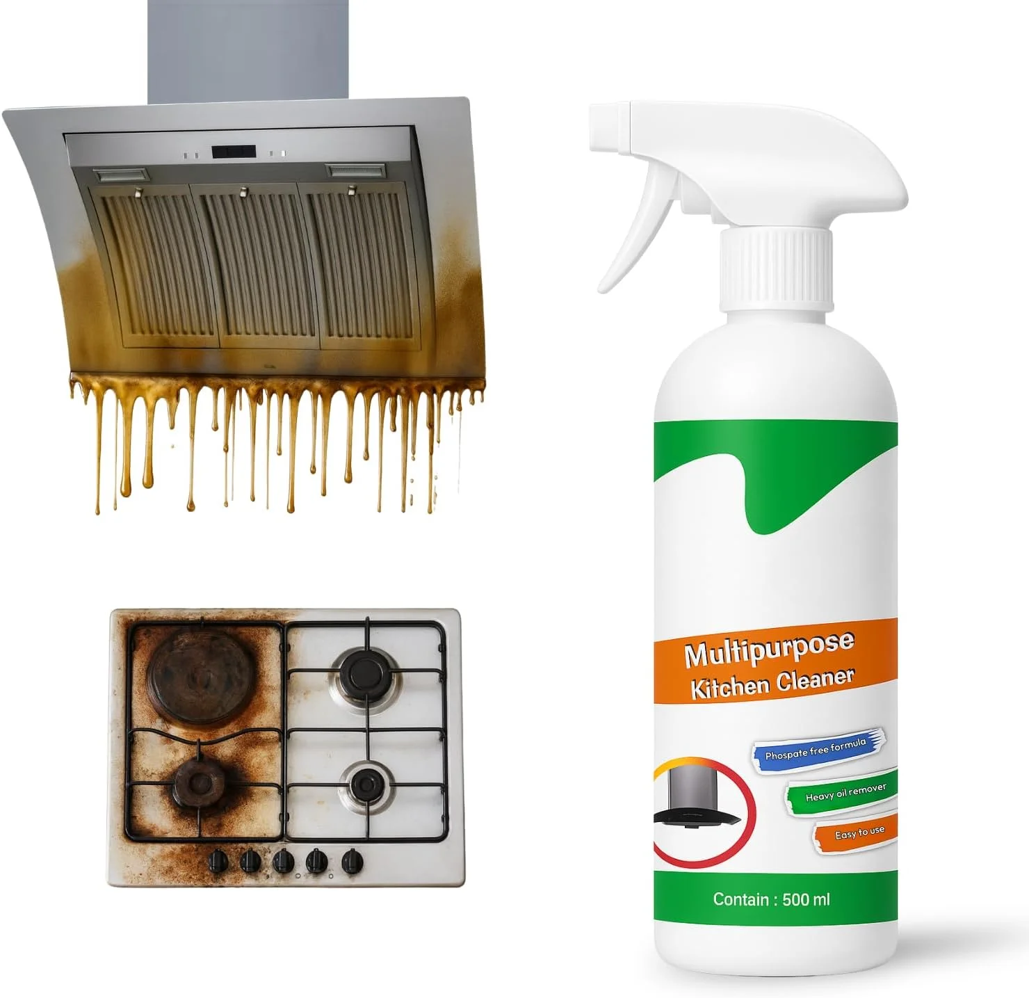 اسپری پاک کننده آشپزخانه زولکسی برای از بین بردن لکه های روغن و چربی، اسپری تمیز کننده چربی زدا جادویی غیر سمی و غیر قابل اشتعال برای تمام سطوح آشپزخانه، دودکش، سینک، گریل، فن اگزوز و موارد دیگر! (500 میلی لیتر)