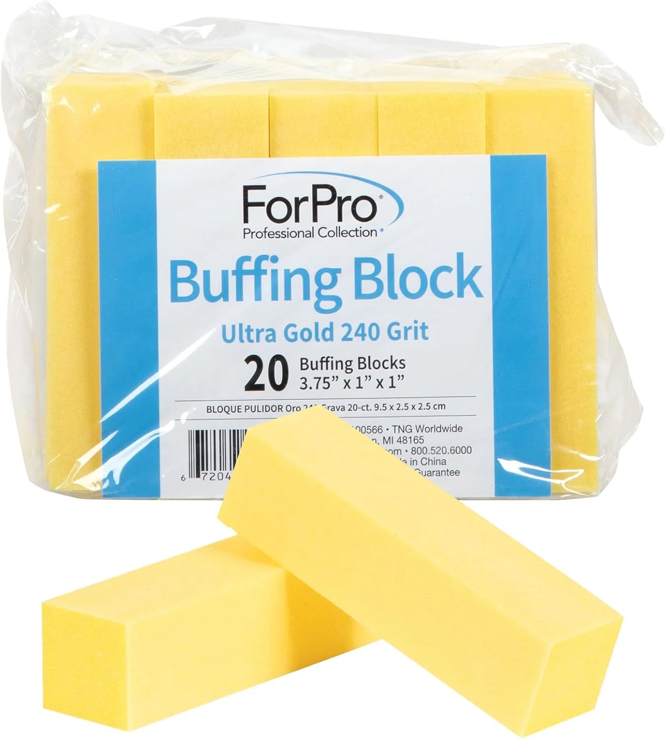 بلاک پولیش فوق العاده طلایی ForPro Professional Collection، گریت 240، بافر ناخن چهار طرفه برای مانیکور و پدیکور، 9.5 سانتی متر طول x 2.5 سانتی متر عرض x 2.5 سانتی متر ارتفاع، بسته 20 عددی