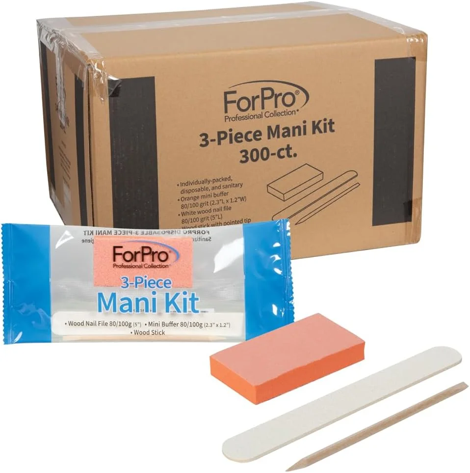 ست مانیکور 3 تکه ForPro، 300 عدد، بسته بندی جداگانه، سوهان ناخن چوبی سفید 80/100 گریت، بافر نارنجی مینی 100/180 گریت، چوب چوبی ست مانیکور 3 تکه ForPro، 300 عدد، بسته بندی جداگانه، سوهان ناخن چوبی سفید 80/100 گریت، بافر نارنجی مینی 100/180 گریت، چوب چوبی
