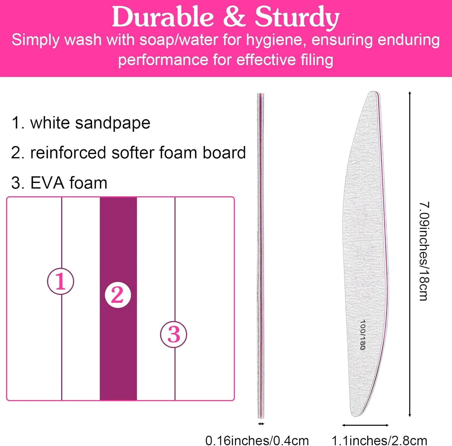 سوهان ناخن دو طرفه Ptwola، 20 عدد، سمباده ای، قابل استفاده مجدد، بافر، حرفه ای، خمیده، درجه زبری 100/180، مناسب برای ناخن های اکریلیک، ژل، طبیعی، ابزار مانیکور، سالن و منزل سوهان ناخن دو طرفه Ptwola، 20 عدد، سمباده ای، قابل استفاده مجدد، بافر، حرفه ای، خمیده، درجه زبری 100/180، مناسب برای ناخن های اکریلیک، ژل، طبیعی، ابزار مانیکور، سالن و منزل