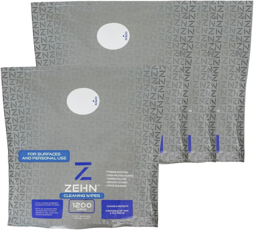 دستمال مرطوب روزانه ذهن، رول بزرگ، حاوی روغن درخت چای و آلوئه ورا | تمیز کننده تجهیزات | دستمال بدن | تمیز کننده مت یوگا | دستمال سطوح | دستمال مرطوب عمده، 1200 عدد در هر رول (بسته 4 عددی)