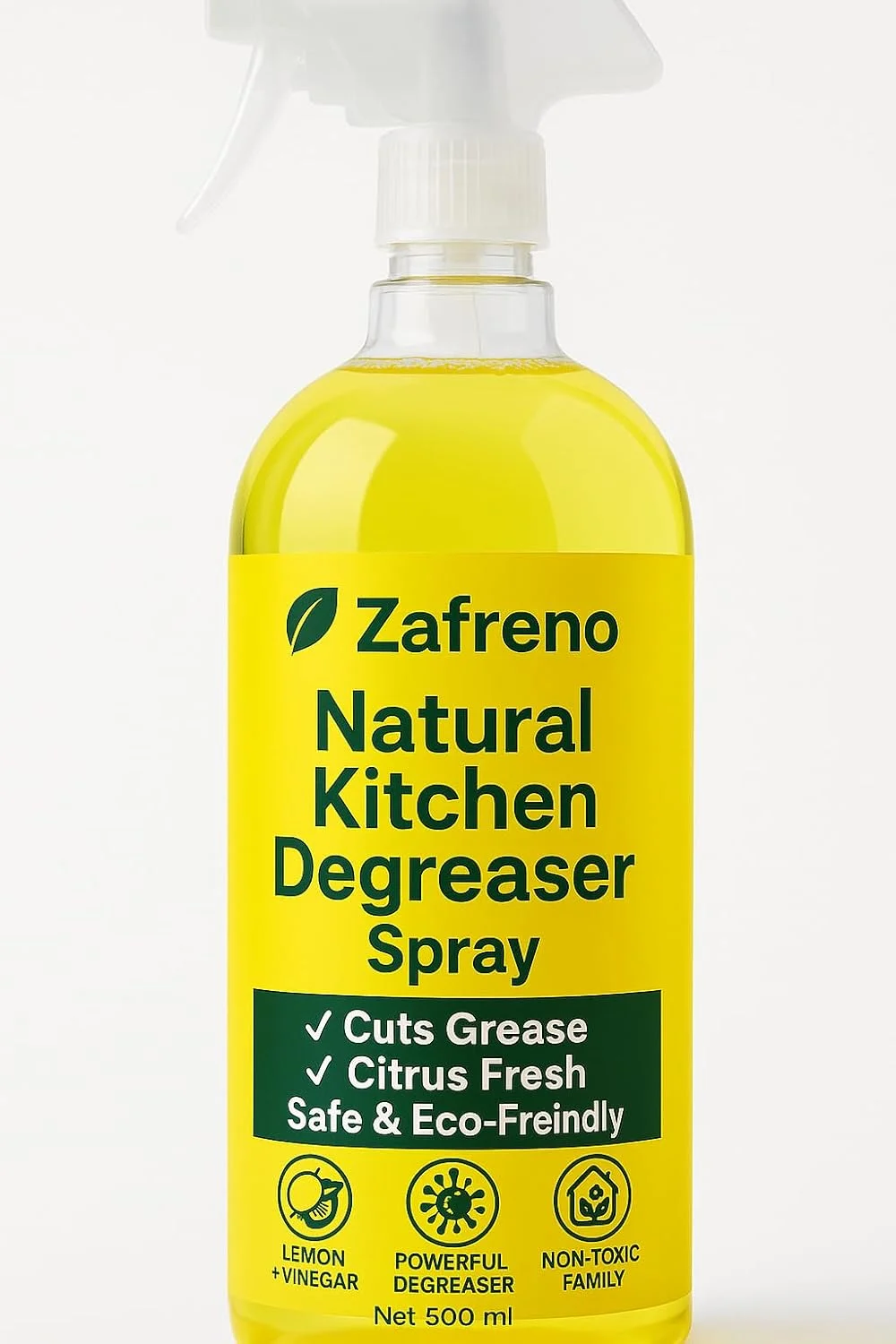 اسپری چربی زدای طبیعی آشپزخانه زافرانو، با رایحه مرکبات، از بین برنده چربی، غیر سمی، 500 میلی لیتر