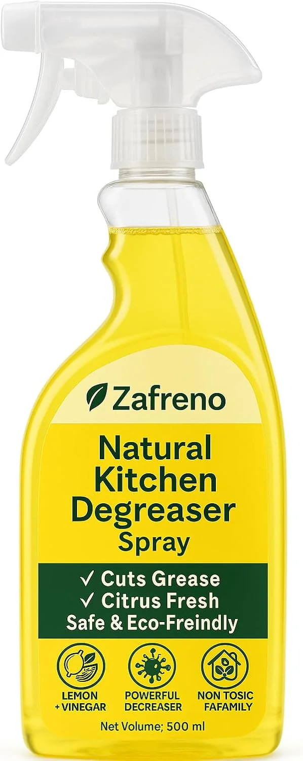 اسپری چربی زدای طبیعی آشپزخانه زافرانو، با رایحه مرکبات، از بین برنده چربی، غیر سمی، 500 میلی لیتر