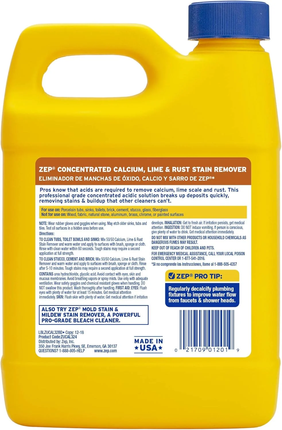 محلول رسوب زدا، آهک و زنگ زدگی زپ مدل Enforcer ZUCAL32 حجم 946 میلی لیتر