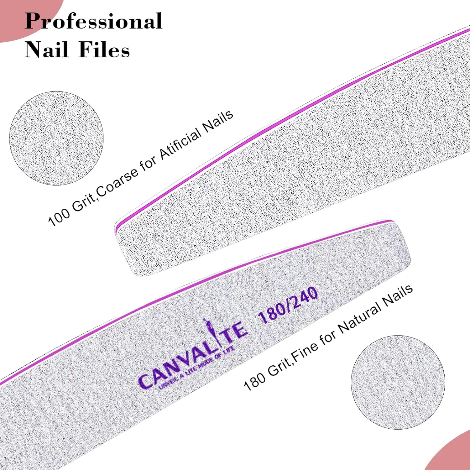 سوهان ناخن حرفه ای Canvalite، دو طرفه، ابزار حالت دهی ناخن و ابزار نظافت حیوانات خانگی برای استفاده در منزل و سالن (نیمه ماه 180/240، 12 عدد) سوهان ناخن حرفه ای Canvalite، دو طرفه، ابزار حالت دهی ناخن و ابزار نظافت حیوانات خانگی برای استفاده در منزل و سالن (نیمه ماه 180/240، 12 عدد)