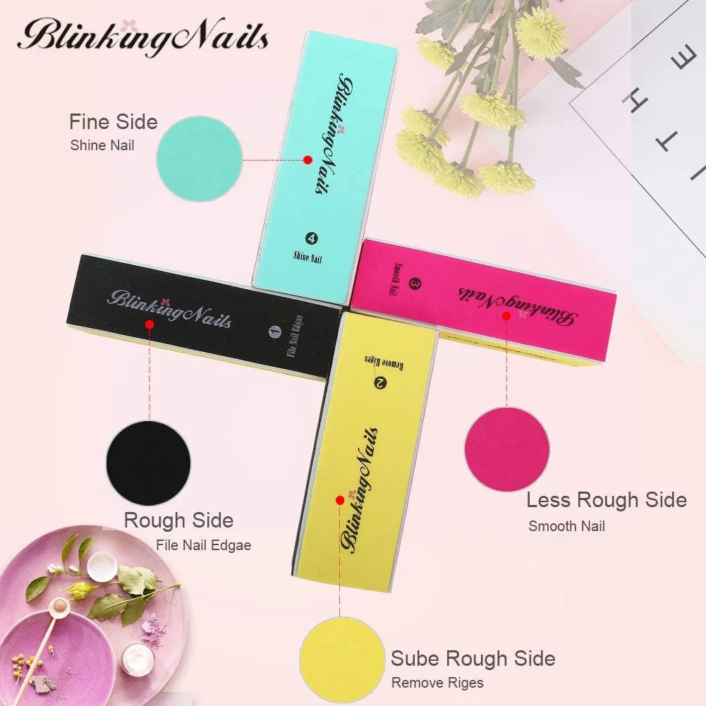 سوهان ناخن 4 طرفه، ابزار پولیش ناخن، سوهان و براق کننده ناخن طبیعی برای مانیکور حرفه ای - 5 عدد سوهان ناخن 4 طرفه، ابزار پولیش ناخن، سوهان و براق کننده ناخن طبیعی برای مانیکور حرفه ای - 5 عدد