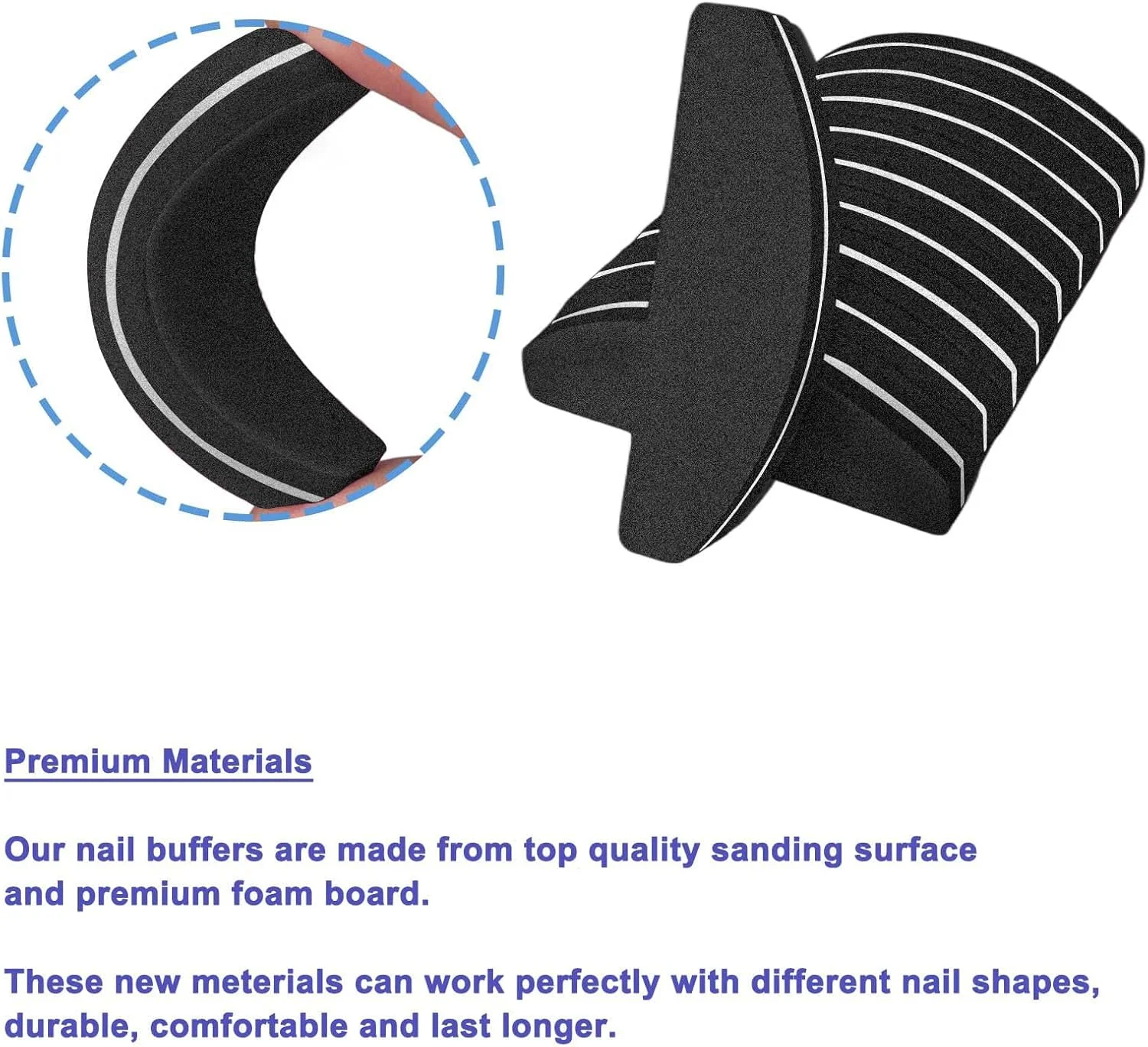 20 عدد بافر ناخن، سوهان ناخن دو طرفه، بلاک های بافر سمباده ای قابل شستشو و قابل حمل با درجه زبری 100/180، شکل کمانی (مشکی) 20 عدد بافر ناخن، سوهان ناخن دو طرفه، بلاک های بافر سمباده ای قابل شستشو و قابل حمل با درجه زبری 100/180، شکل کمانی (مشکی)