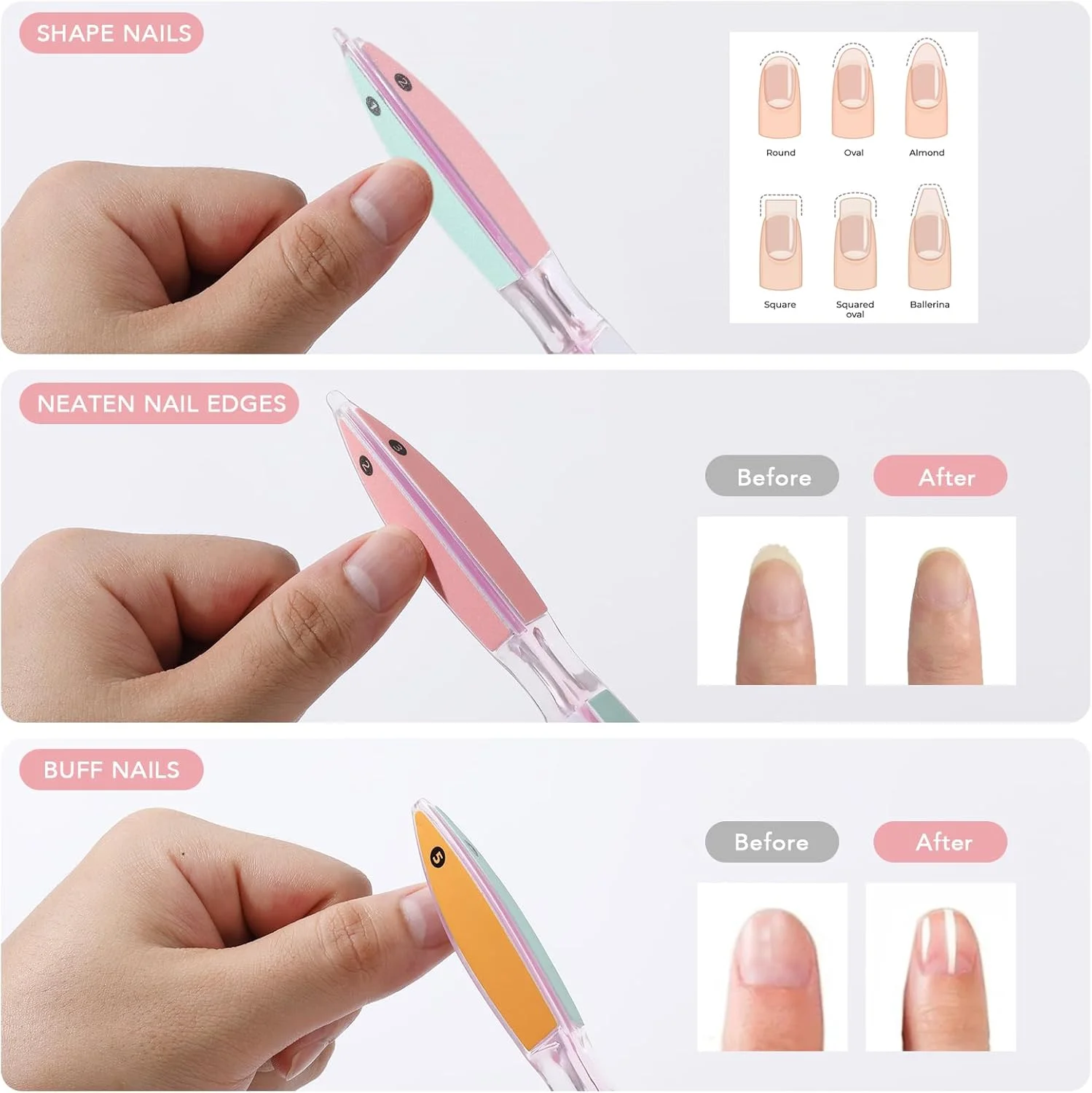 سوهان ناخن 6 طرفه و بافر ناخن، سوهان ناخن چند منظوره برای شکل دادن و پولیش، هدیه برای خانم ها، جوراب ساق بلند، سوهان و بافر ناخن، ابزار مراقبت از ناخن، شکل دهی و بافر همه کاره سوهان ناخن 6 طرفه و بافر ناخن، سوهان ناخن چند منظوره برای شکل دادن و پولیش، هدیه برای خانم ها، جوراب ساق بلند، سوهان و بافر ناخن، ابزار مراقبت از ناخن، شکل دهی و بافر همه کاره