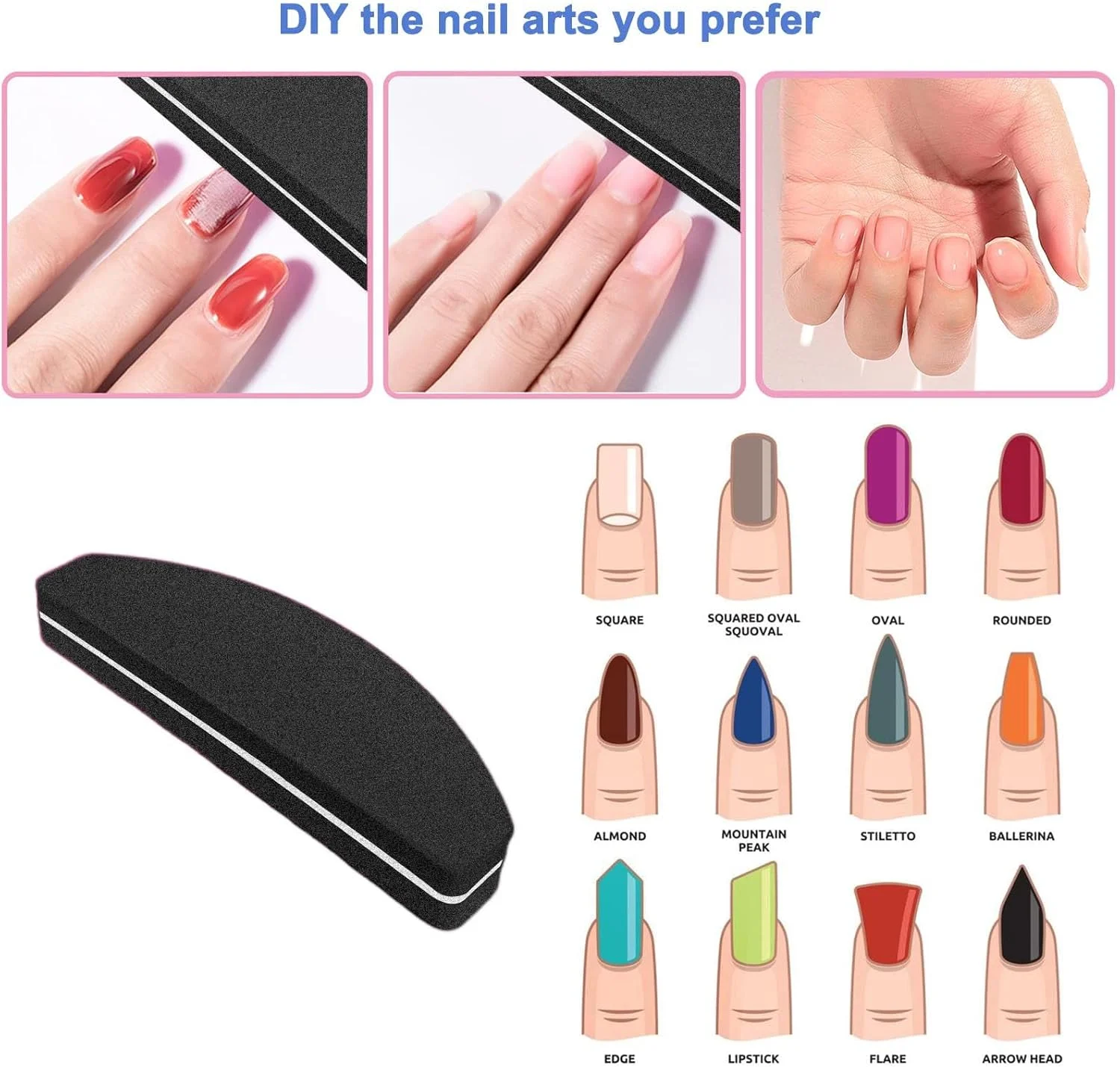 20 عدد بافر ناخن، سوهان ناخن دو طرفه، بلاک های بافر سمباده ای قابل شستشو و قابل حمل با درجه زبری 100/180، شکل کمانی (مشکی) 20 عدد بافر ناخن، سوهان ناخن دو طرفه، بلاک های بافر سمباده ای قابل شستشو و قابل حمل با درجه زبری 100/180، شکل کمانی (مشکی)