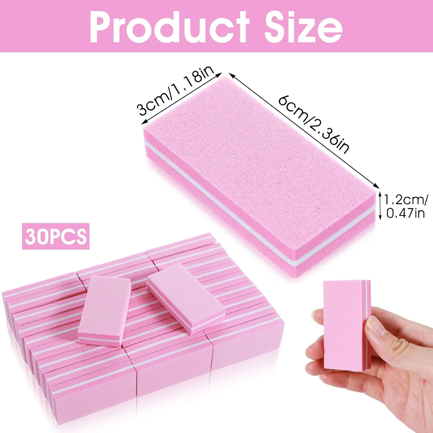 بلاک بافر ناخن، سوهان ناخن بافر صورتی، بافرهای اسفنجی گریت 100/180، بافرهای مینی دو طرفه برای ناخن، ابزارهای بلوک بافر حرفه ای مانیکور برای پولیش مانیکور، 30 عدد بلاک بافر ناخن، سوهان ناخن بافر صورتی، بافرهای اسفنجی گریت 100/180، بافرهای مینی دو طرفه برای ناخن، ابزارهای بلوک بافر حرفه ای مانیکور برای پولیش مانیکور، 30 عدد